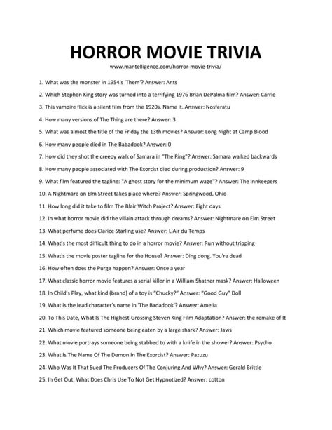 Answer Halloween. . Good macro questions about horror films